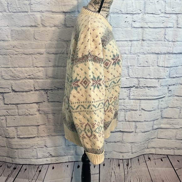Vintage Eddie Bauer Sweater Wool Blend Fair Isle Size Medium Pastel - Picture 4 of 7